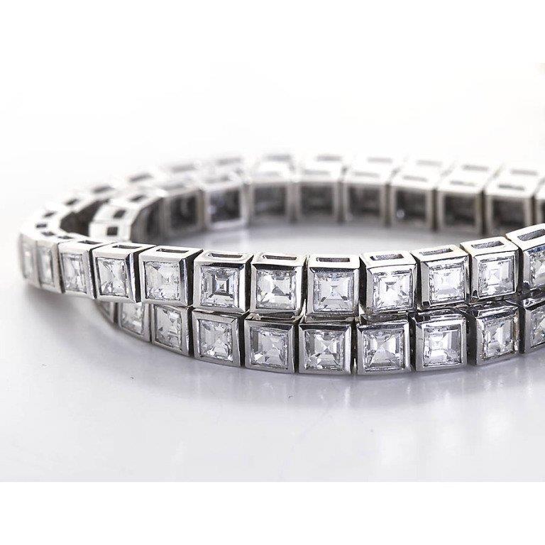 14K White Gold Jewelry Princess Cut 12 Ct Lab Grown Diamonds Tennis Bracelet