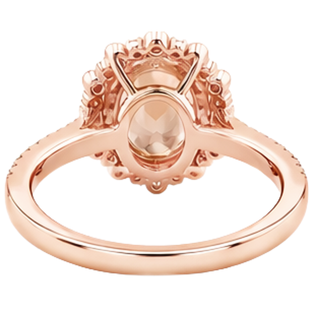 natural round morganite 15.50ct ring with diamond accents