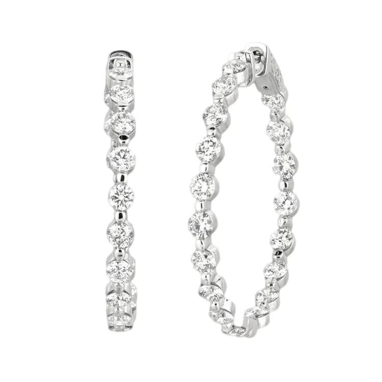 15 Pointer Real Diamond Hoop Earrings 5.54 Carats 14K