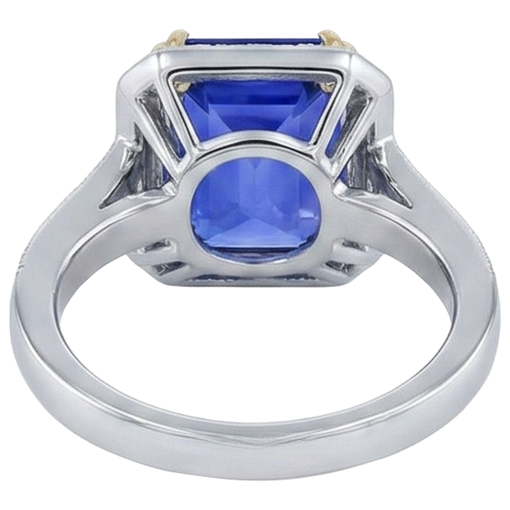 natural round tanzanite 16.50ct ring on white background