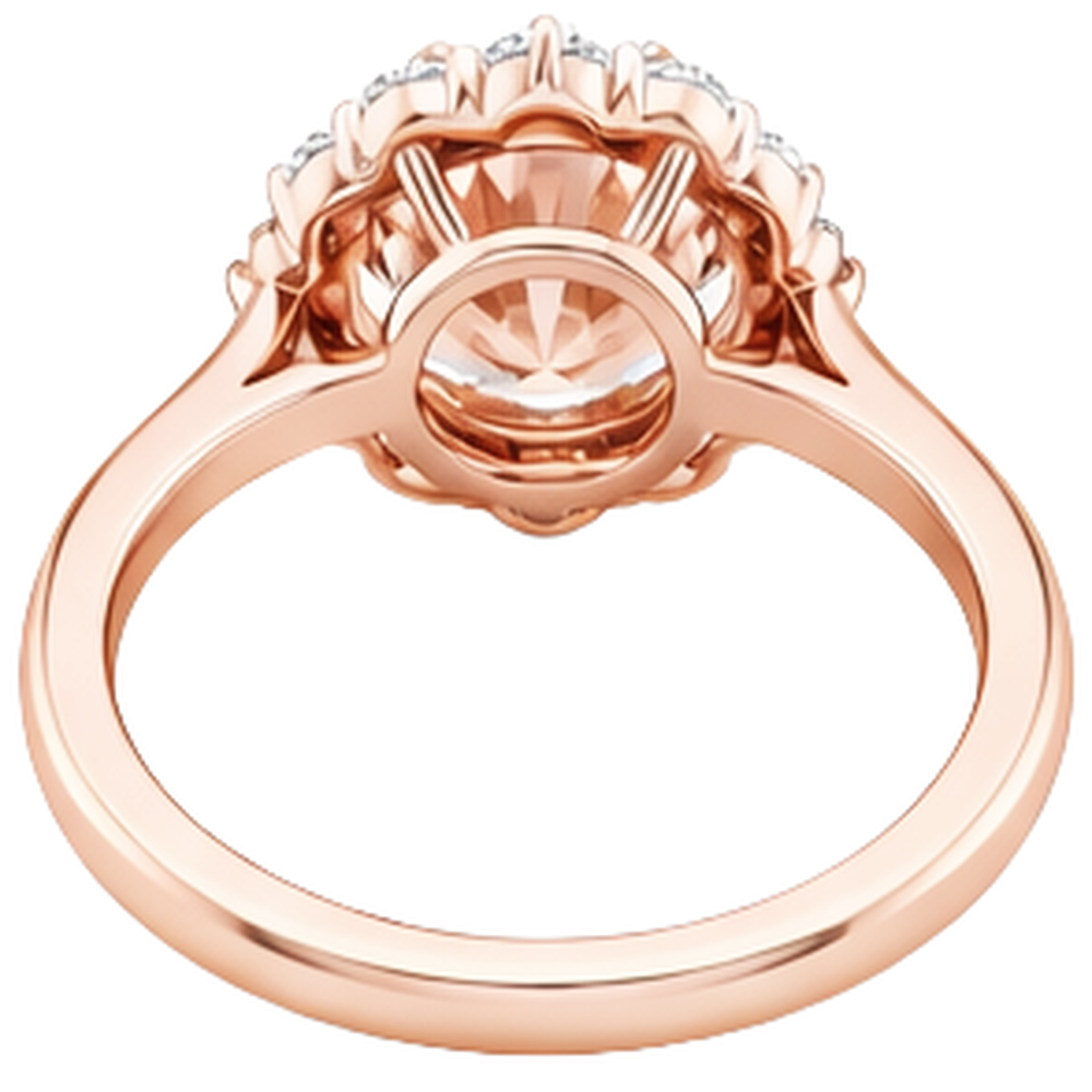 17.75 Ct Morganite And Natural Earth Mined Diamond ( Not Lab Grown )s Ring 14K Gold Rose