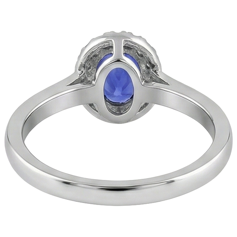 17 Carats Oval Tanzanite With Round Natural Earth Mined Diamond ( Not Lab Grown )s Ring Gold White 14K