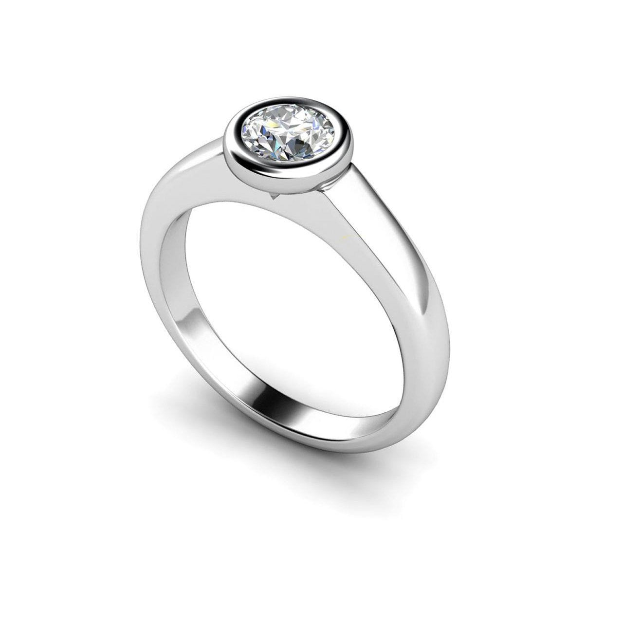 1 Carat Bezel Set Solitaire Genuine Diamond Engagement Ring