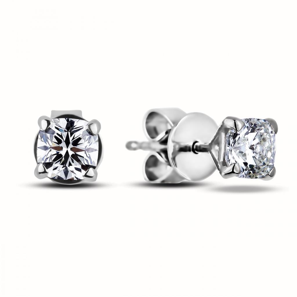 1 Carat Cushion Cut Real Diamond Stud Earring