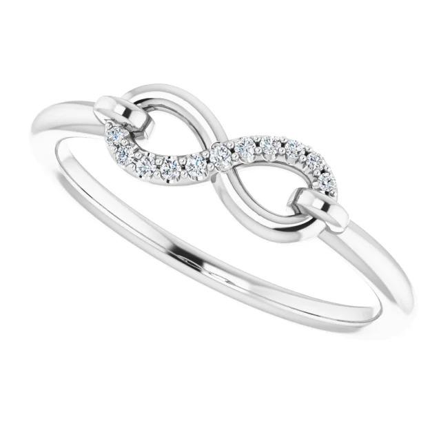 1 Carat Infinity Real Diamond Promise Ring White Gold 14K
