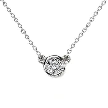1 Carat Natural Diamond Bezel Pendant Necklace