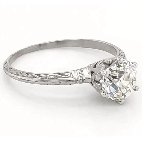 1 Carat Natural Diamond Solitaire Filigree Ring Women Jewelry