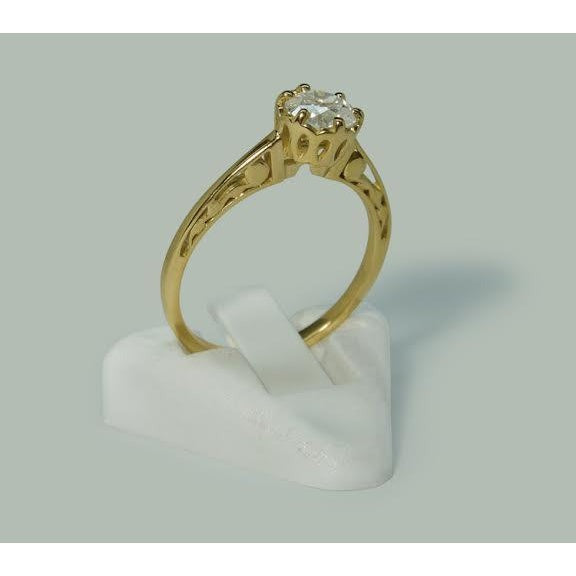 1 Carat Real Round Diamond Crown Style Solitaire Engagement Ring - Solitaire Ring-harrychadent.ca