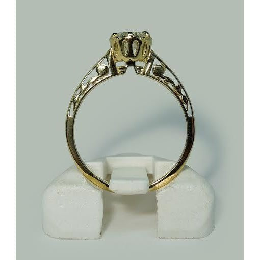 1 Carat Real Round Diamond Crown Style Solitaire Engagement Ring - Solitaire Ring-harrychadent.ca