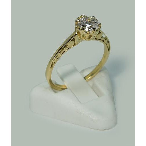 1 Carat Real Round Diamond Crown Style Solitaire Engagement Ring - Solitaire Ring-harrychadent.ca