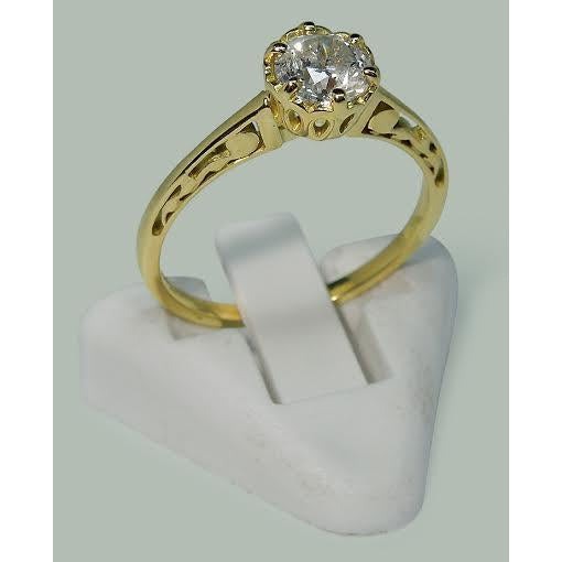 1 Carat Real Round Diamond Crown Style Solitaire Engagement Ring - Solitaire Ring-harrychadent.ca
