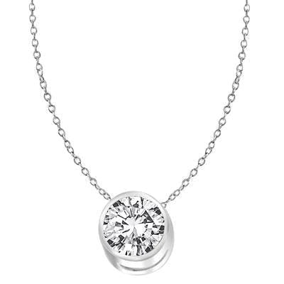 1 Carat Round Cut Genuine Diamond Bezel Set Pendant