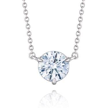 1 Carat Round Cut Solitaire Genuine Diamond Necklace Pendant White Gold 14K