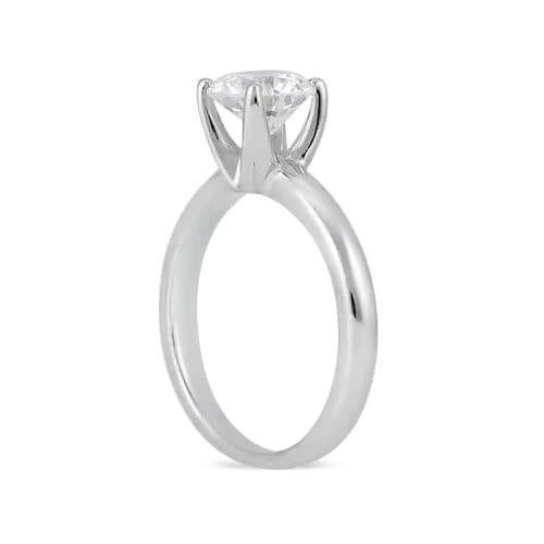 1 Carat Round Real Diamond Solitaire Engagement Ring 14K White Gold