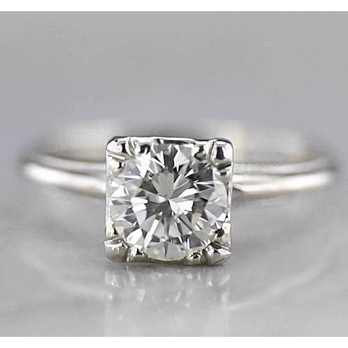 1 Carat Solitaire Round Genuine Diamond Engagement Ring
