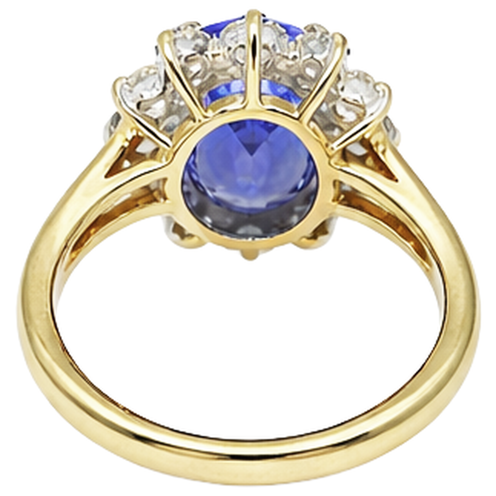 2.25 Carats Oval Cut Tanzanite & Natural Earth Mined Diamond ( Not Lab Grown ) s Fancy Ring 14K Two Tone Gold