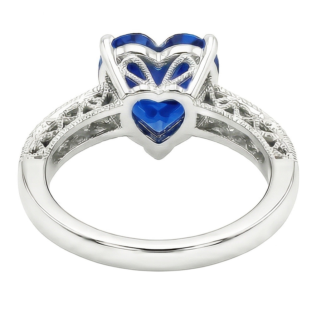 2.50 Carats Heart Cut Ceylon Blue Sapphire Natural Earth Mined Diamond ( Not Lab Grown ) Engagement Ring