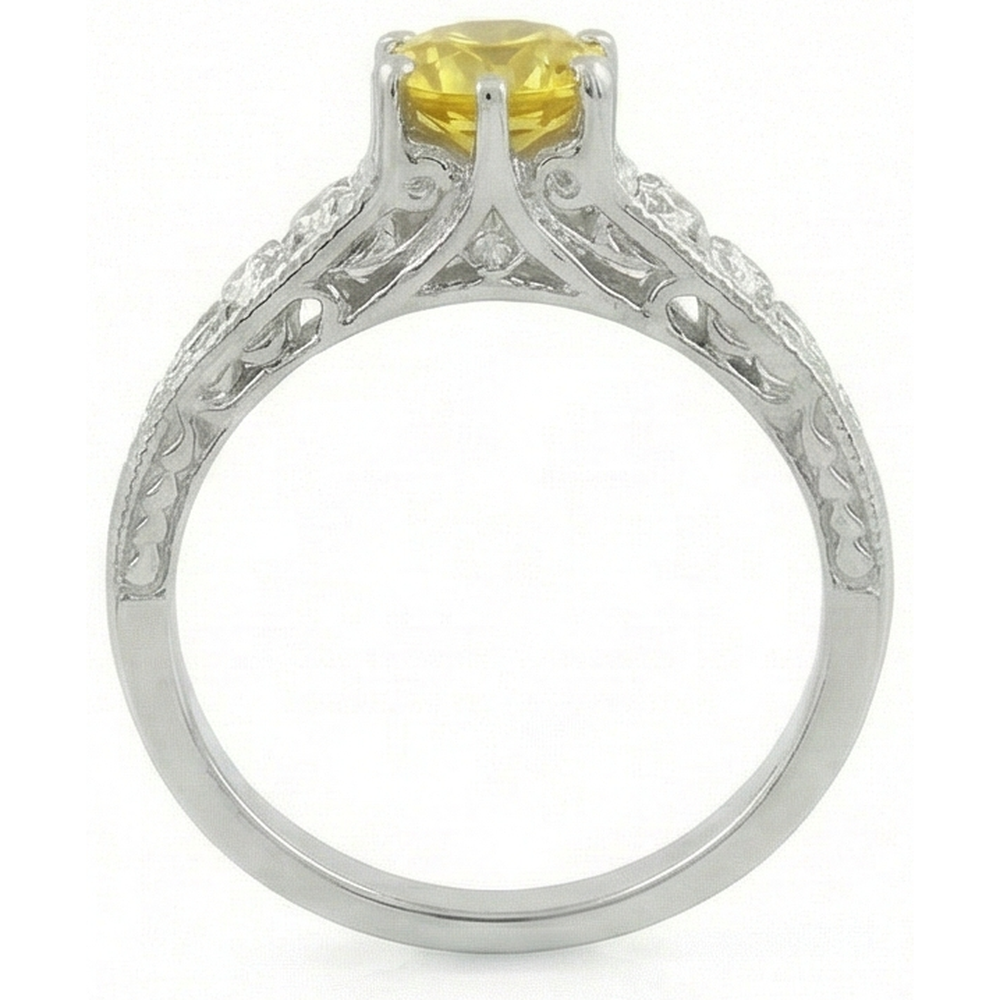 2.50 Ct Round Cut Yellow Sapphire And Natural Earth Mined Diamond ( Not Lab Grown ) Ring White Gold 14K