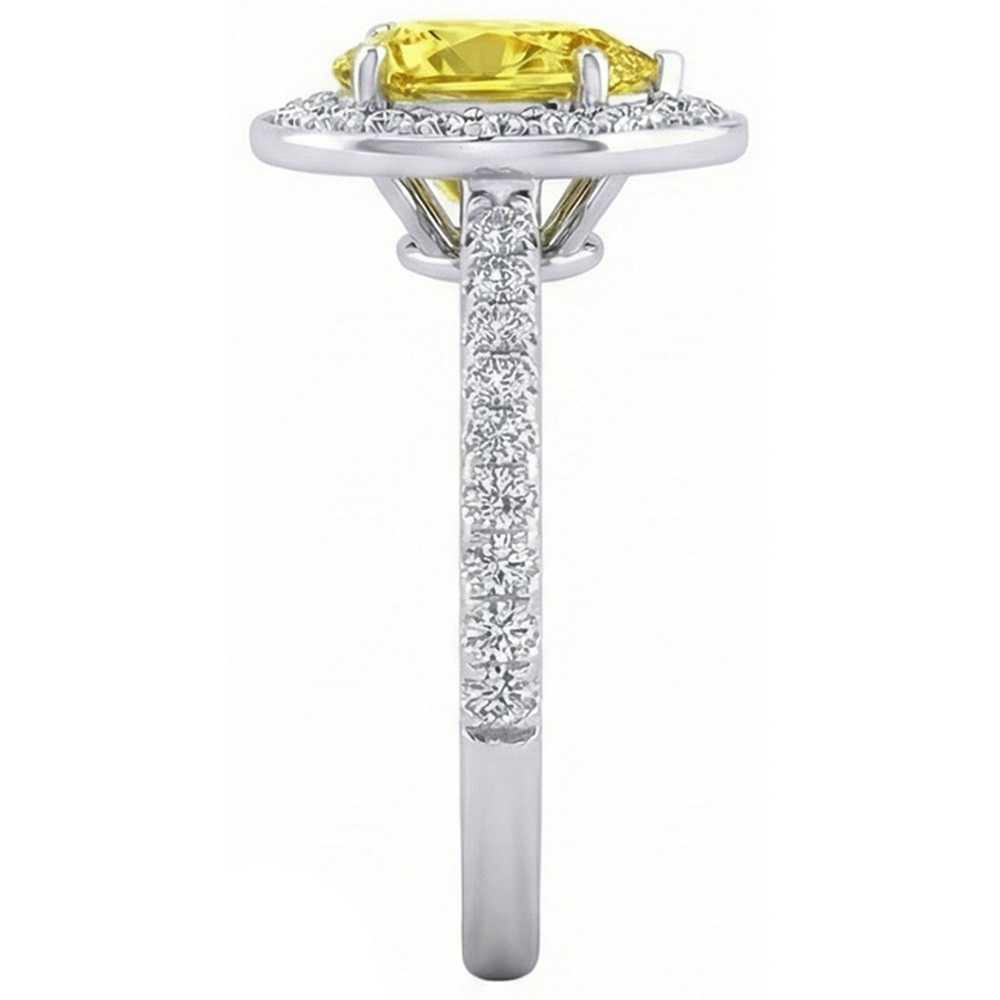 2.50 Ct Yellow Sapphire And Natural Earth Mined Diamond ( Not Lab Grown )s Anniversary Ring White Gold 14K