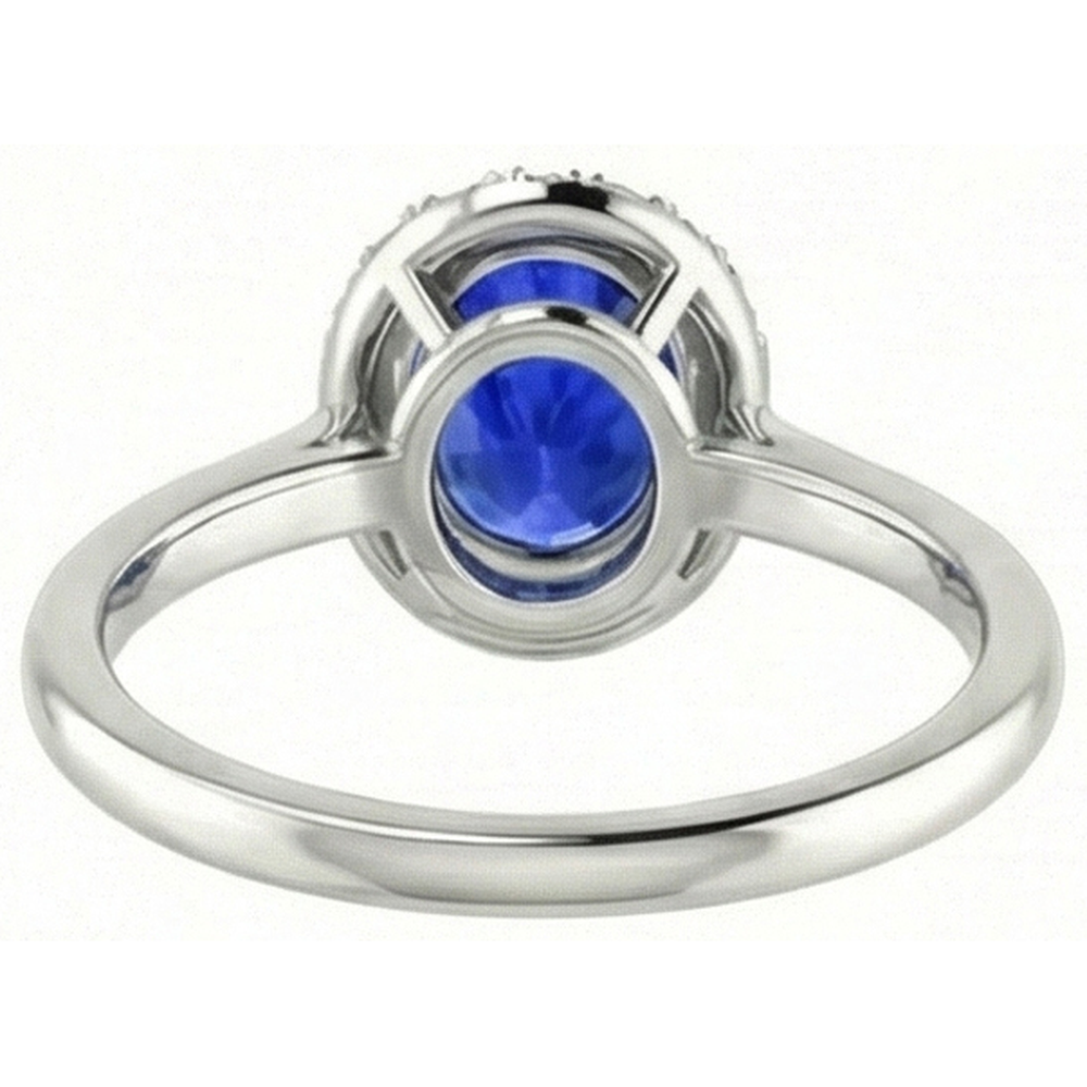 2.60 Carats Sapphire With Natural Earth Mined Diamond ( Not Lab Grown ) Ring White Gold 14K