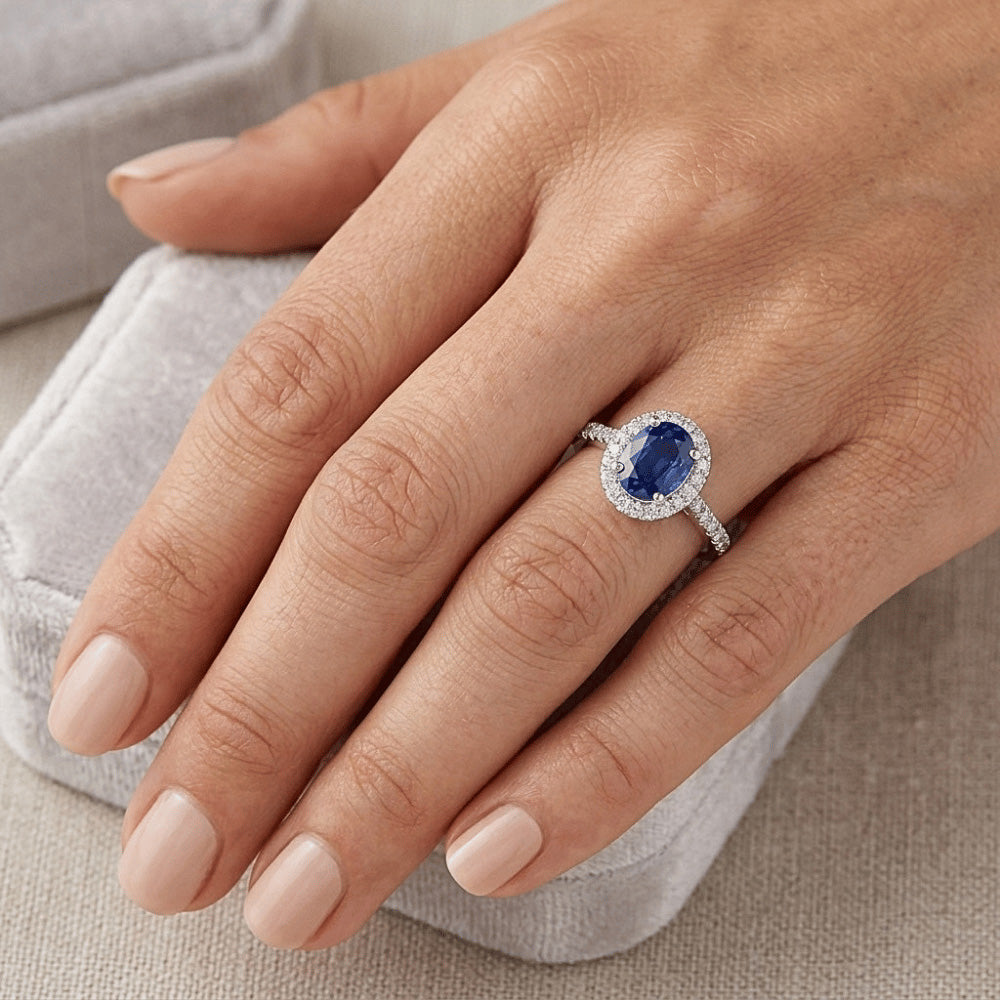 2 Carat Blue Sapphire Natural Earth Mined Diamond ( Not Lab Grown ) Ring