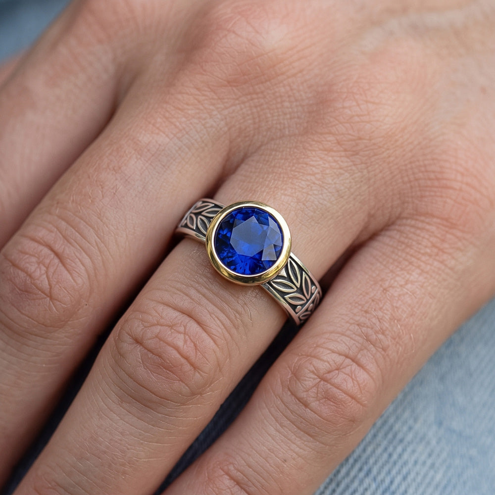 2 Carat Solitaire Ring Round Tanzanite AAA Antique Style Jewelry