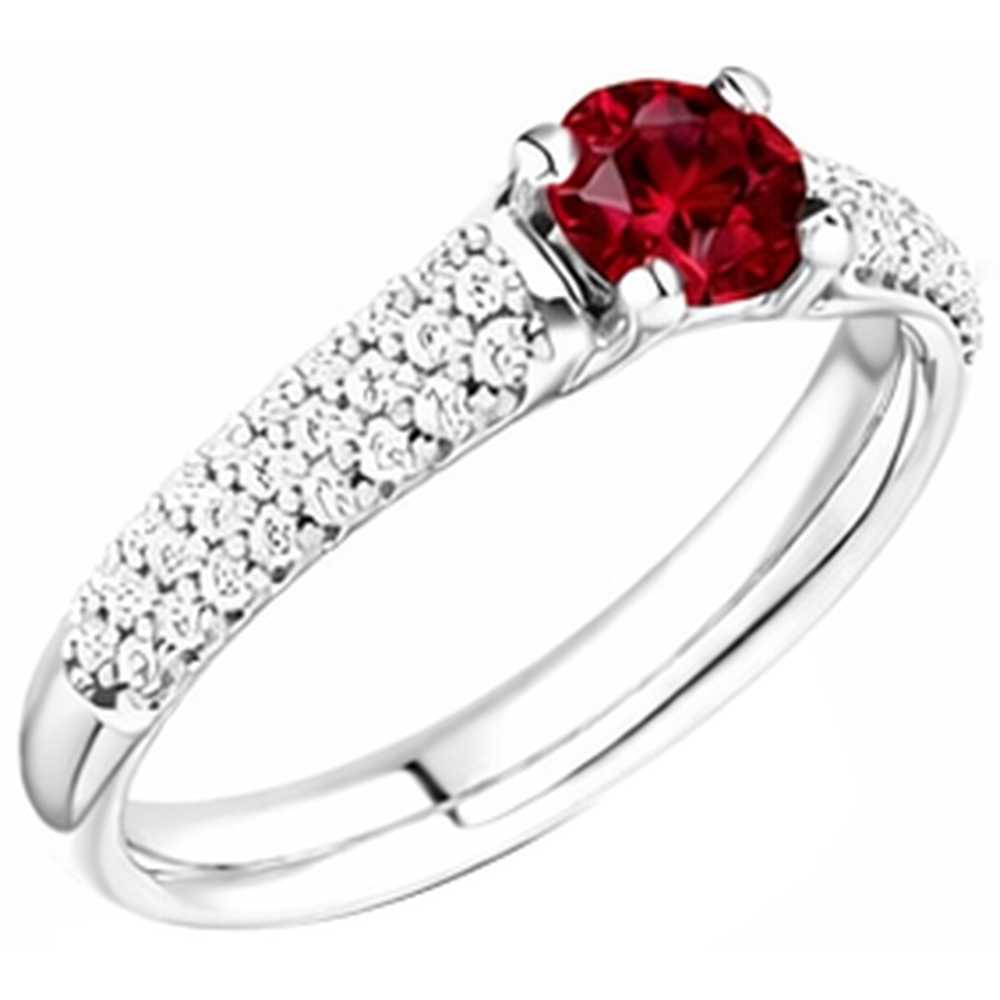 2 Carats Pave Natural Earth Mined Diamond ( Not Lab Grown ) Ruby Ring White Gold 14K