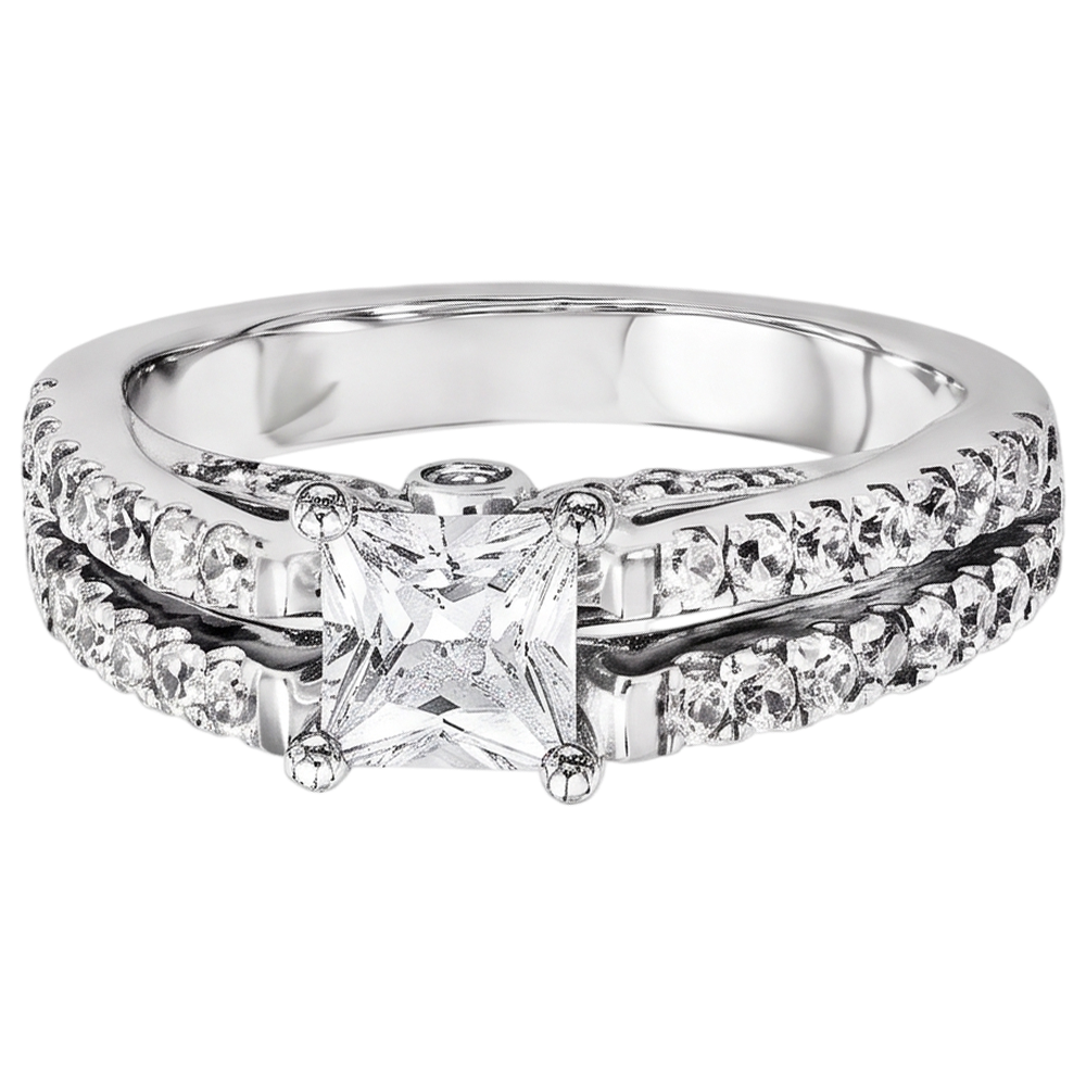 2 Carats Princess Cut Natural Earth Mined Diamond ( Not Lab Grown ) Engagement Ring White Gold 14K Jewelry