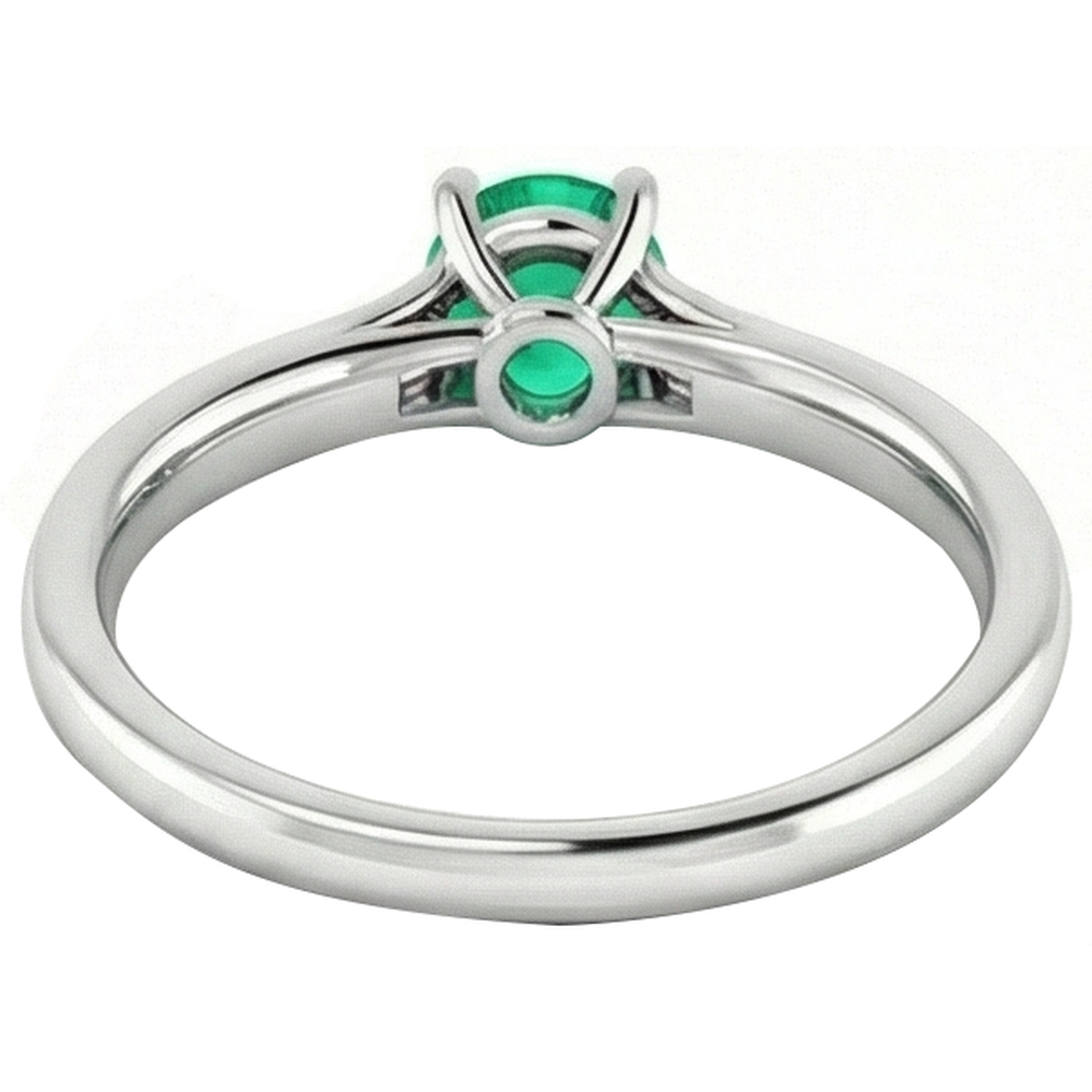 2 Carats Round Green Emerald Natural Earth Mined Diamond ( Not Lab Grown ) Ring White Gold 14K