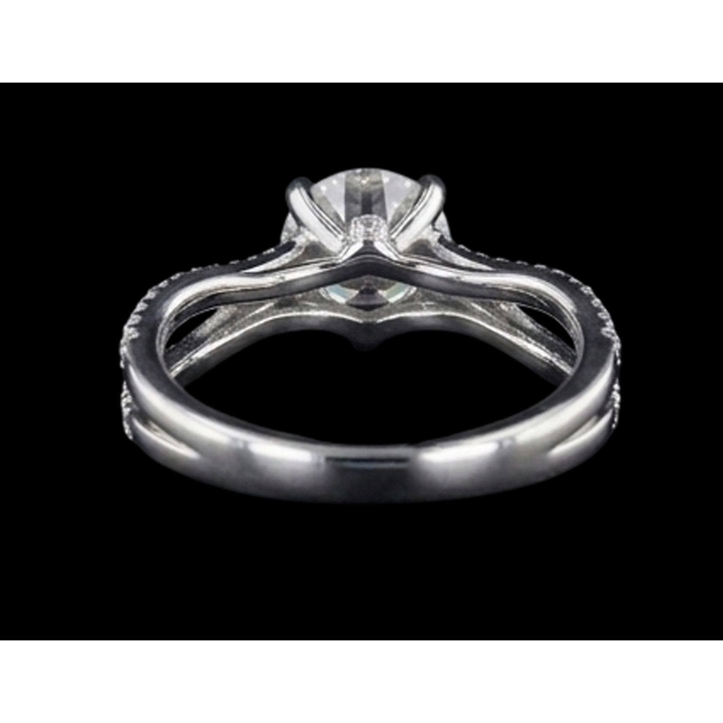 2 Carats Split Shank Engagement Ring Round Natural Earth Mined Diamond ( Not Lab Grown ) White Gold 14K