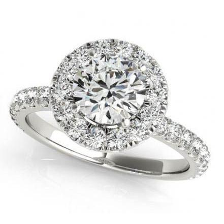 2.00 Carats Round Genuine Diamonds Halo Ring Solid Gold 14K