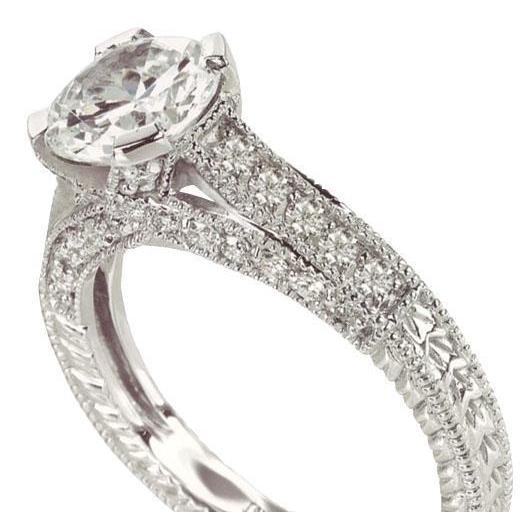 2.01 Carat Genuine Diamond Engagement Ring Antique Style Women White Gold