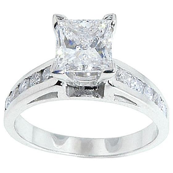 2.01 Carats High Quality Real Diamond Princess Engagement Ring
