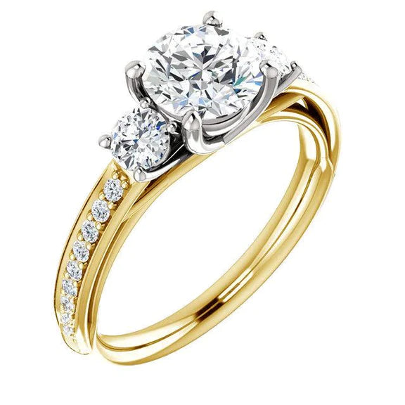 2.05 Carat Round Brilliant Natural Diamonds Three Stone Ring
