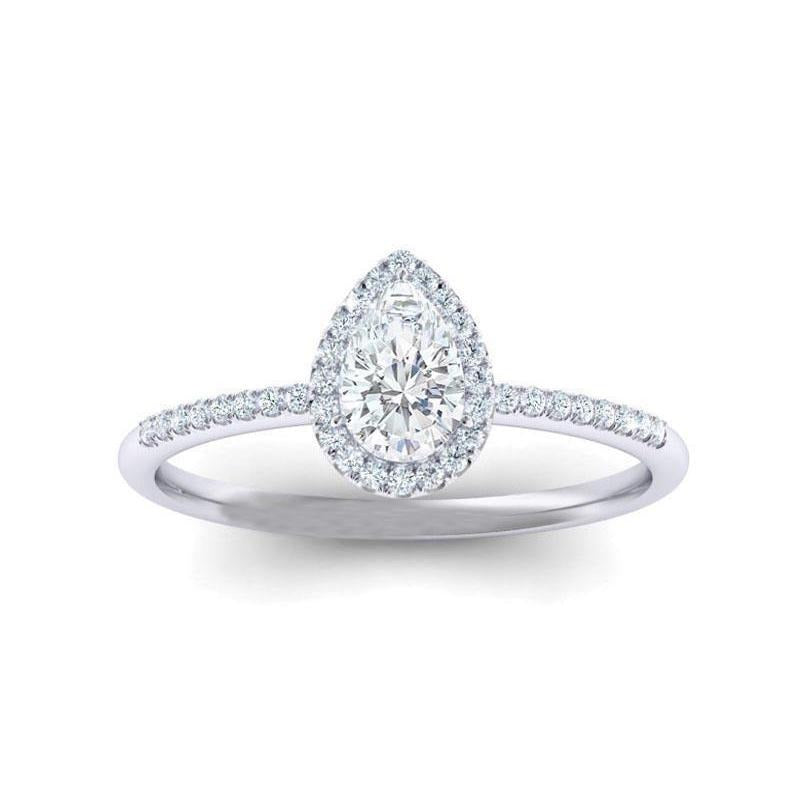 2.05 Carats Genuine Pear Halo Diamond Ring Gold