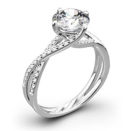 2.10 Carats Women Real Diamond Engagement Ring White Gold 14K