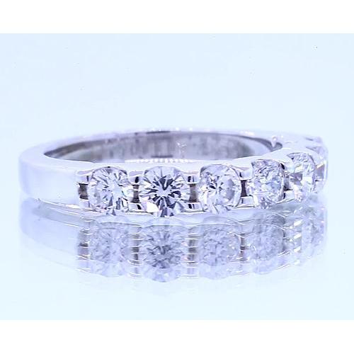 2.10 Carats Round Lab Grown Diamond Anniversary Band White Gold 14K