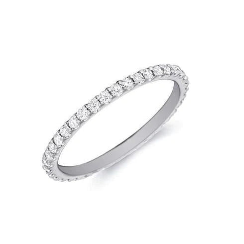 2.10 Ct Sparkling Lab Grown Diamond Eternity Anniversary Band White Gold 14K
