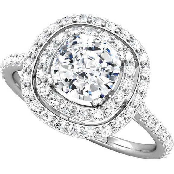 2.16 Carat Sparkling Cushion Round Natural Diamonds Ring Halo