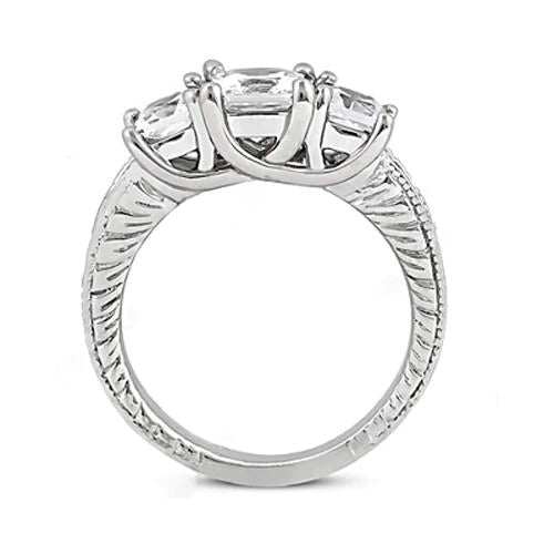 2.18 Ct. Round Real Diamond Ring Three Stone Customized