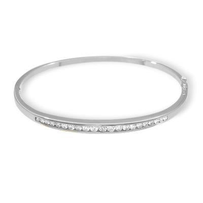 2.20 Carats Channel Set Round Natural Diamond Bangle White Gold 14K