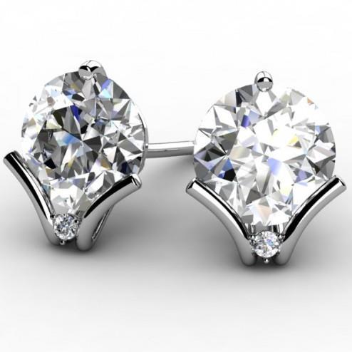 2.20 Carats Round Brilliant Real Diamond Stud Earring White Gold