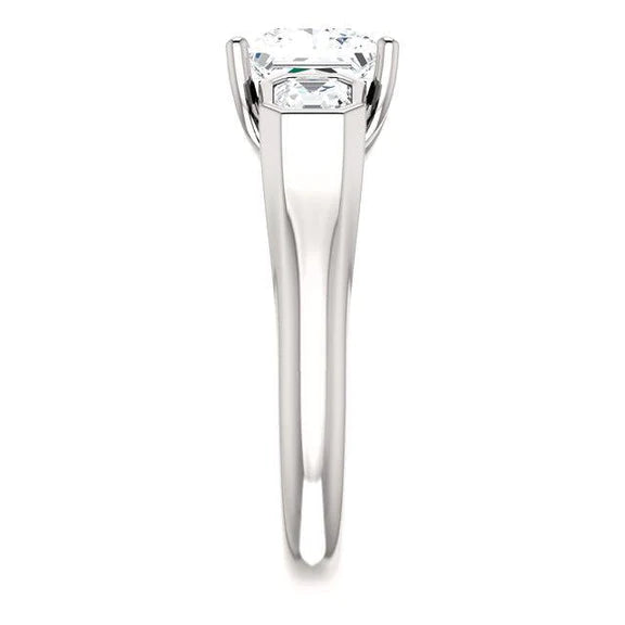 Three Stone Real Diamond Engagement Ring
