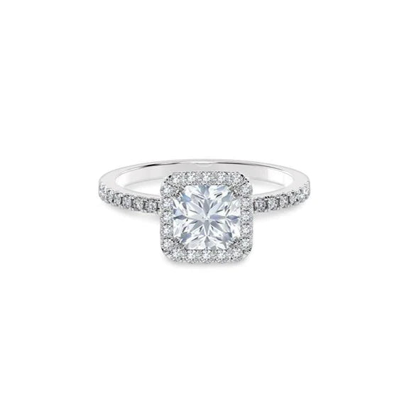 2.21 Carats Radiant And Round Cut Genuine Diamond Ring 14K White Gold New