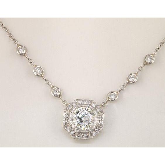 2.22 Ct Round Cut Natural Diamond Necklace Pendant Dog Ear Solid Gold 14K