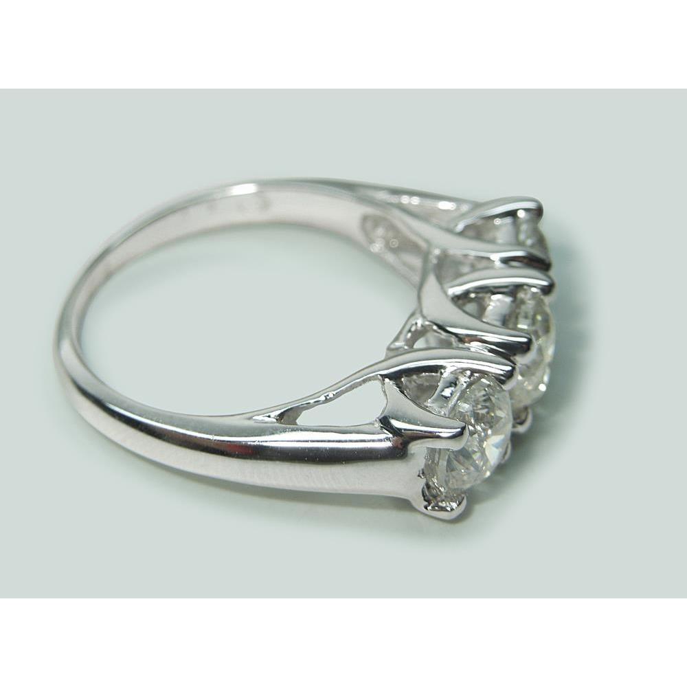 2.25 Ct. Round Real Diamond Three Stone Lucida Style Ring White Gold New