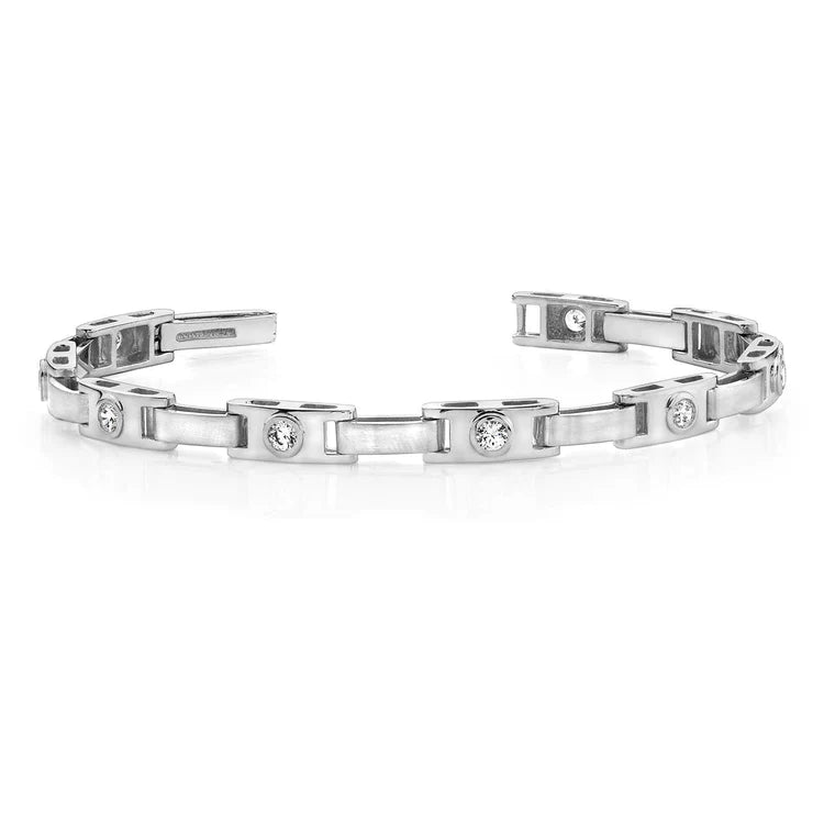 2.25 Ct Bezel Set Round Real Diamond Buckle Link Bracelet Solid White Gold