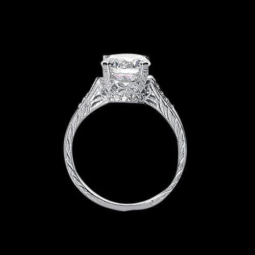 Natural Diamond Vintage Style Wedding Ring White Gold