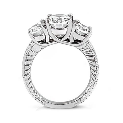 2.31 Carat Three Stone Wedding Natural Diamond Ring
