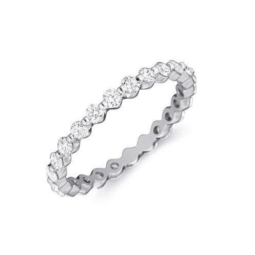 2.40 Ct Brilliant Cut Genuine Diamond Eternity Band 14K White Gold